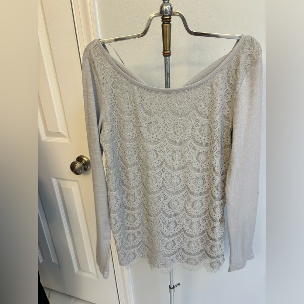 Long sleeve, lace trimmed Lauren Conrad top